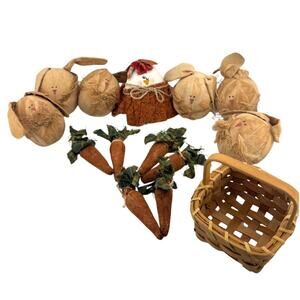 Easter Bunny‎ And Chicken With Carrots And Basket Set